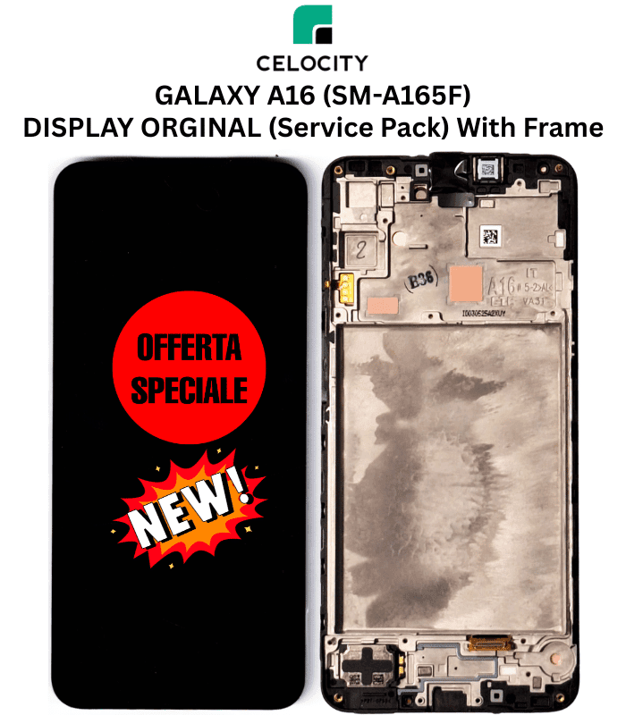 GALAXY-A16-SM-A165F-DISPLAY-ORGINAL-Service-Pack-With-Frame-CELOCITY-official-images.png SAMSUNG GALAXY A16 4G (SM-A165F) DISPLAY LCD + TOUCHSCREEN ORGINAL (SERVICE PACK) WITH FRAME - Image 1