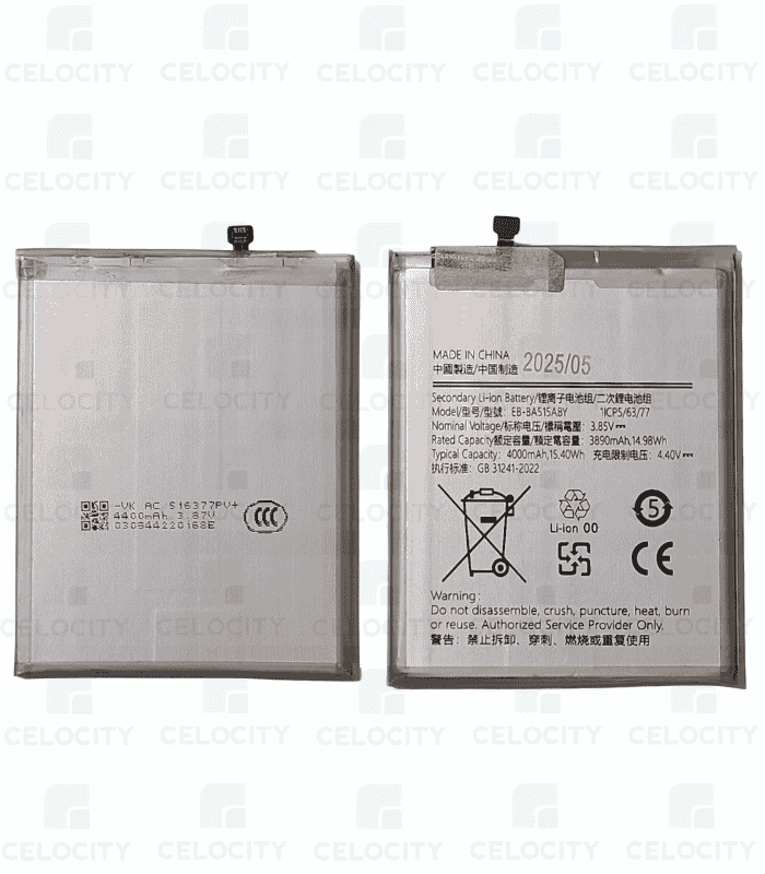 Samsung-Galaxy-A51-A515F-EB-BA515ABY-Battery-Celocity-Official-Image.png Samsung Galaxy A51 (A515F) Battery (EB-BA515ABY) – High-Quality OEM Replacement - Image 1